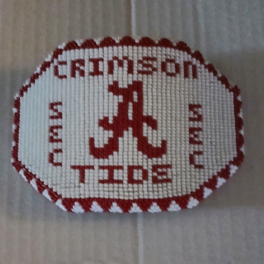 Handmade University Of Alabama Crimson Tide Beaded Red & White Barrette Clip